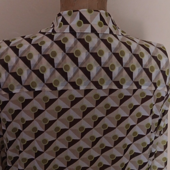 CAbi Dressy Beautiful Blouse In Green & Chocolate - Picture 6 of 7